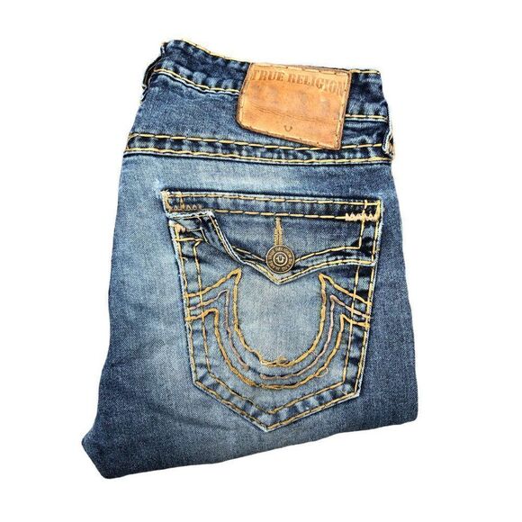 True Religion Jeans Size 32 Ricky Relaxed Straight Blue - Picture 6 of 13